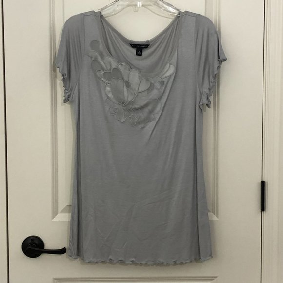 😍 NWT SALE! Banana Republic Elegant Gray Blouse w/Sheer Panel - M😍 - Picture 1 of 8